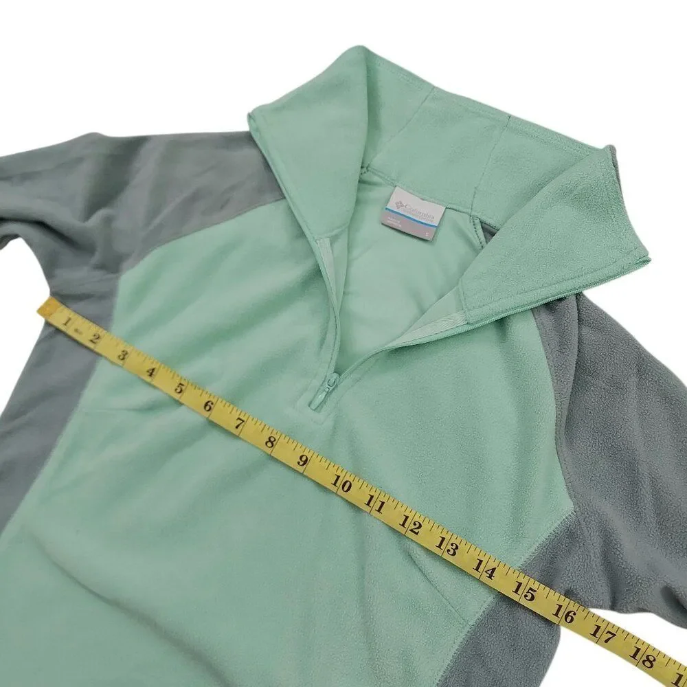 Columbia Fleece Sweatshirt Juniors Small Green 1/4 Zip Outdoor Hiking Travel